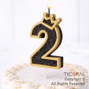 VELA NUMERO CORPOREO CON GIBRE ORO N.2 x 1